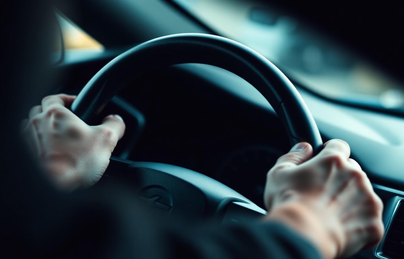 Driving lesson — hands on the wheel